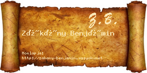 Zákány Benjámin névjegykártya