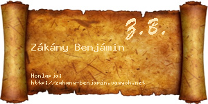 Zákány Benjámin névjegykártya